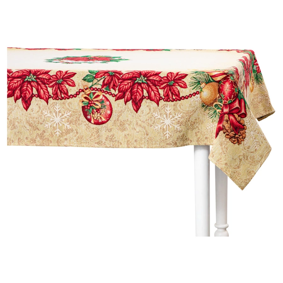 Скатерть прямоугольная Eurotex Рождественские Свечи 140х180 см, гобелен, п/к