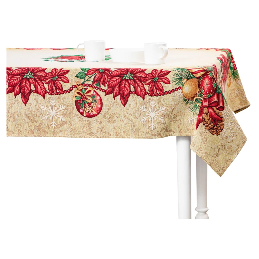 Скатерть прямоугольная Eurotex Рождественские Свечи 140х180 см, гобелен, п/к