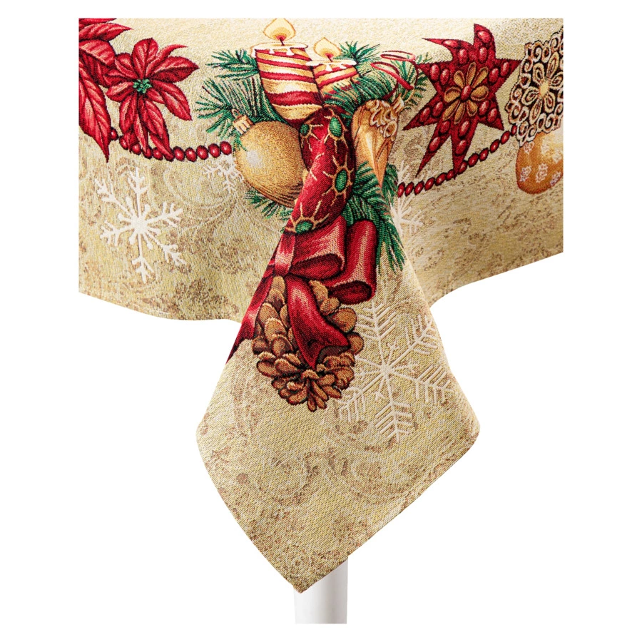 Скатерть прямоугольная Eurotex Рождественские Свечи 140х180 см, гобелен, п/к