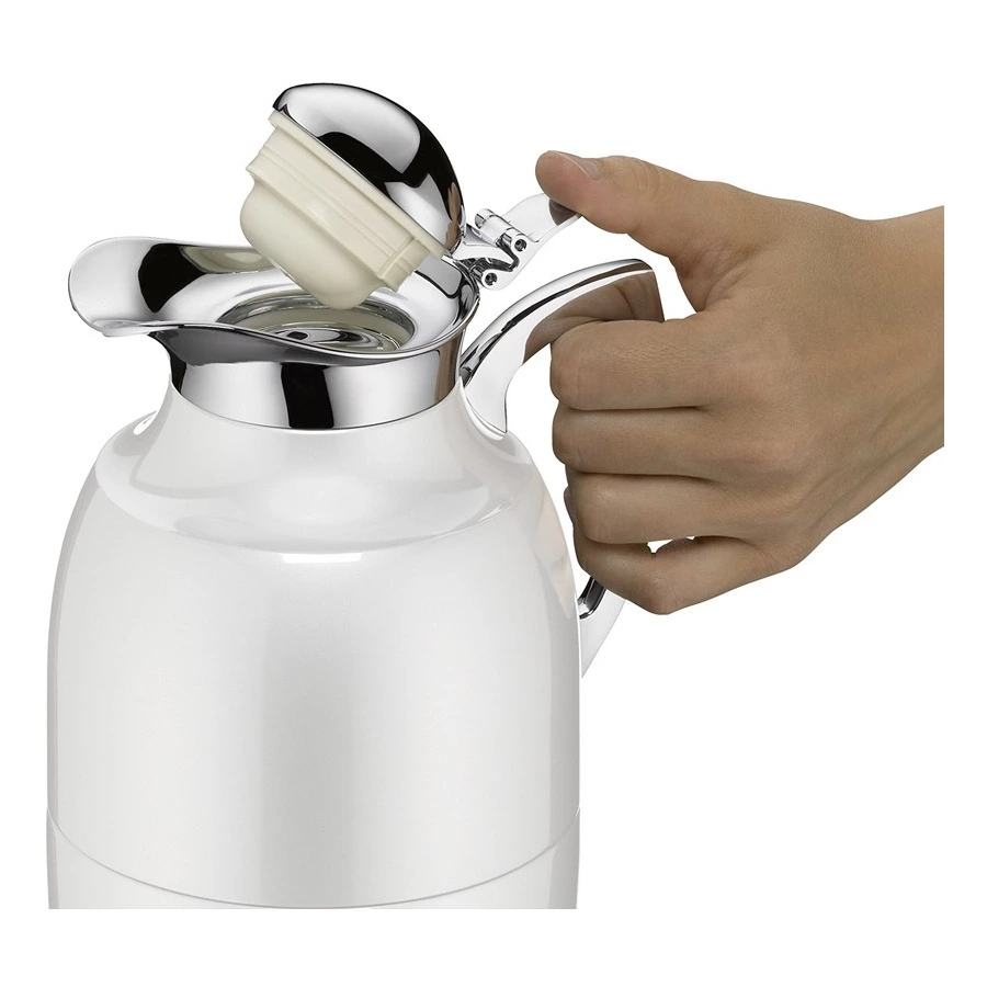 Термокувшин вакуумный со стеклянной колбой Alfi Jug Juwel White 1 л, латунь хромированная, п/к (4809