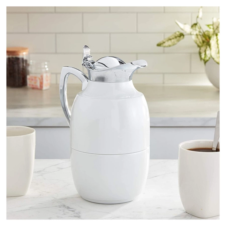 Термокувшин вакуумный со стеклянной колбой Alfi Jug Juwel White 1 л, латунь хромированная, п/к (4809