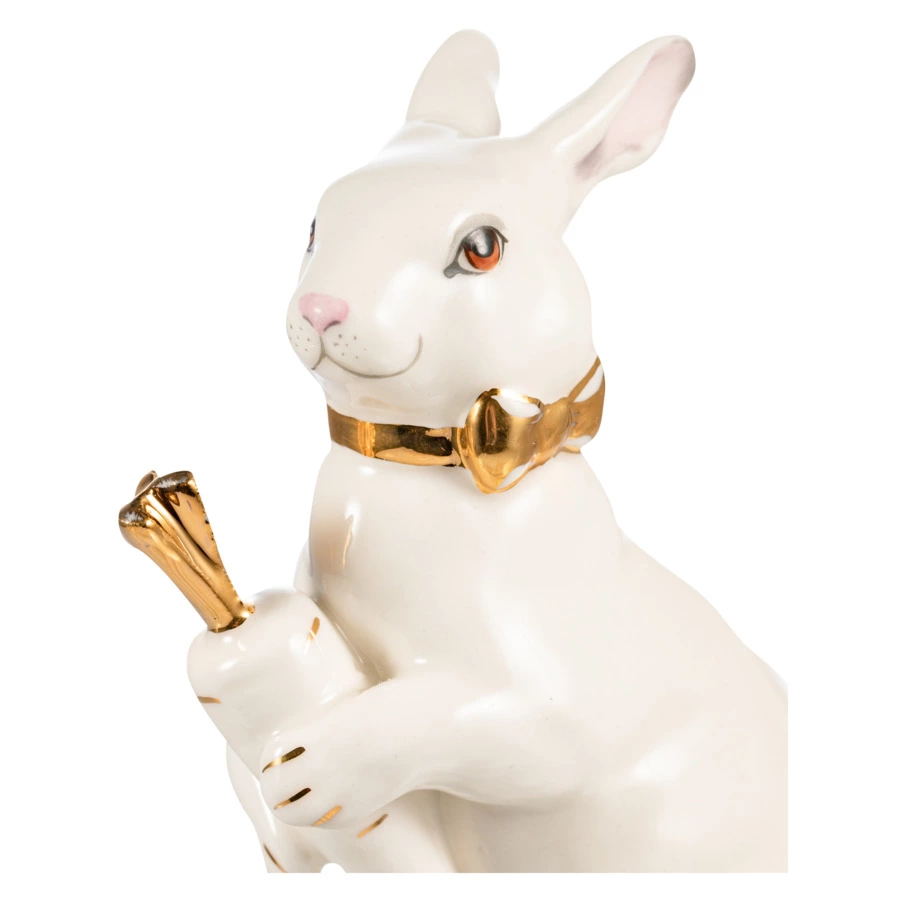 Скульптура Терра Керамос Зайчик, декор золотом, фарфор твердый