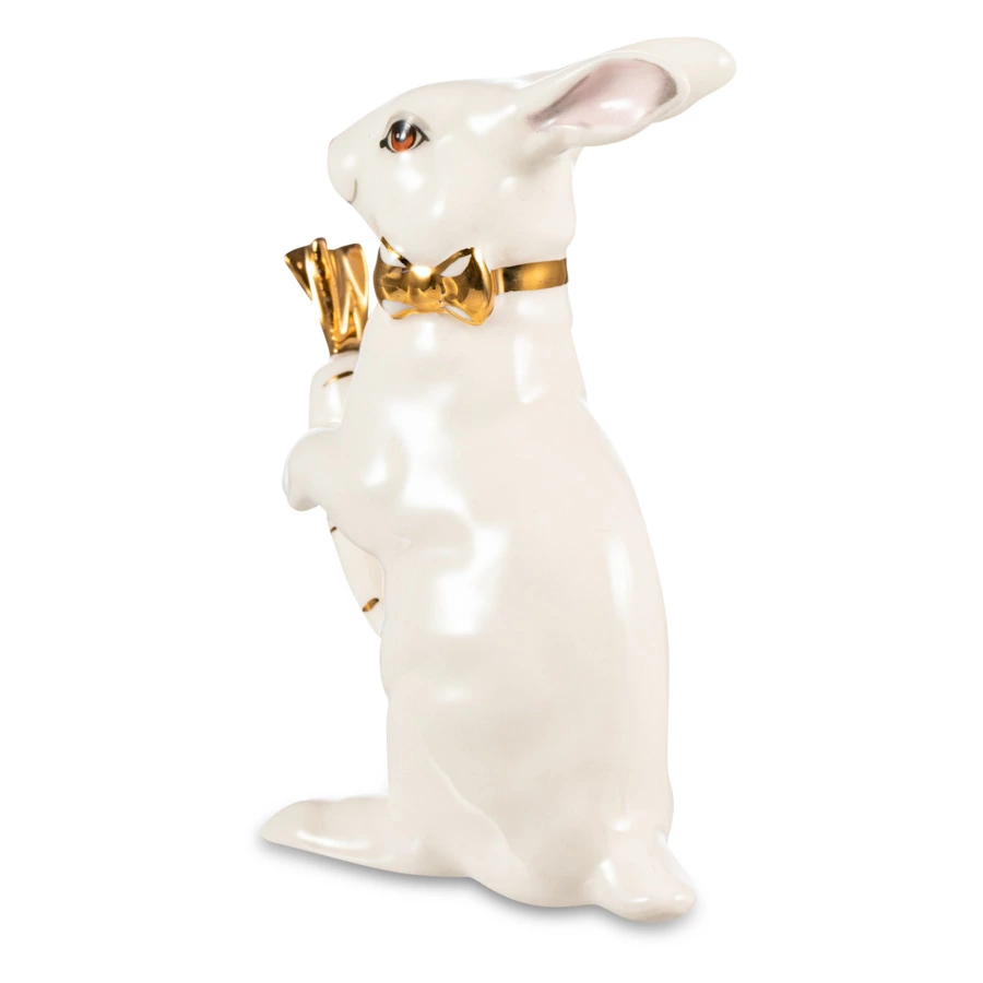 Скульптура Терра Керамос Зайчик, декор золотом, фарфор твердый