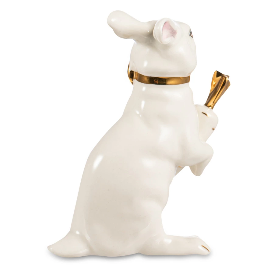 Скульптура Терра Керамос Зайчик, декор золотом, фарфор твердый