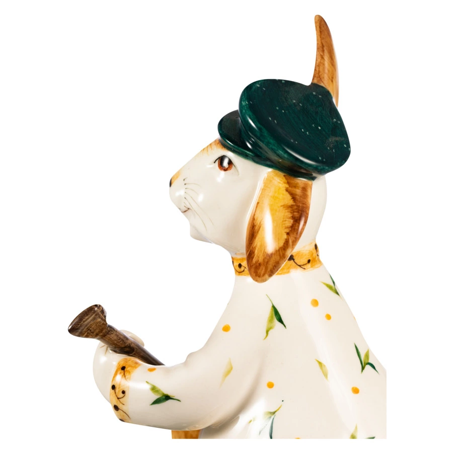 Скульптура Терра Керамос Заяц с балалайкой, подглазурная роспись, фарфор твердый, п/к