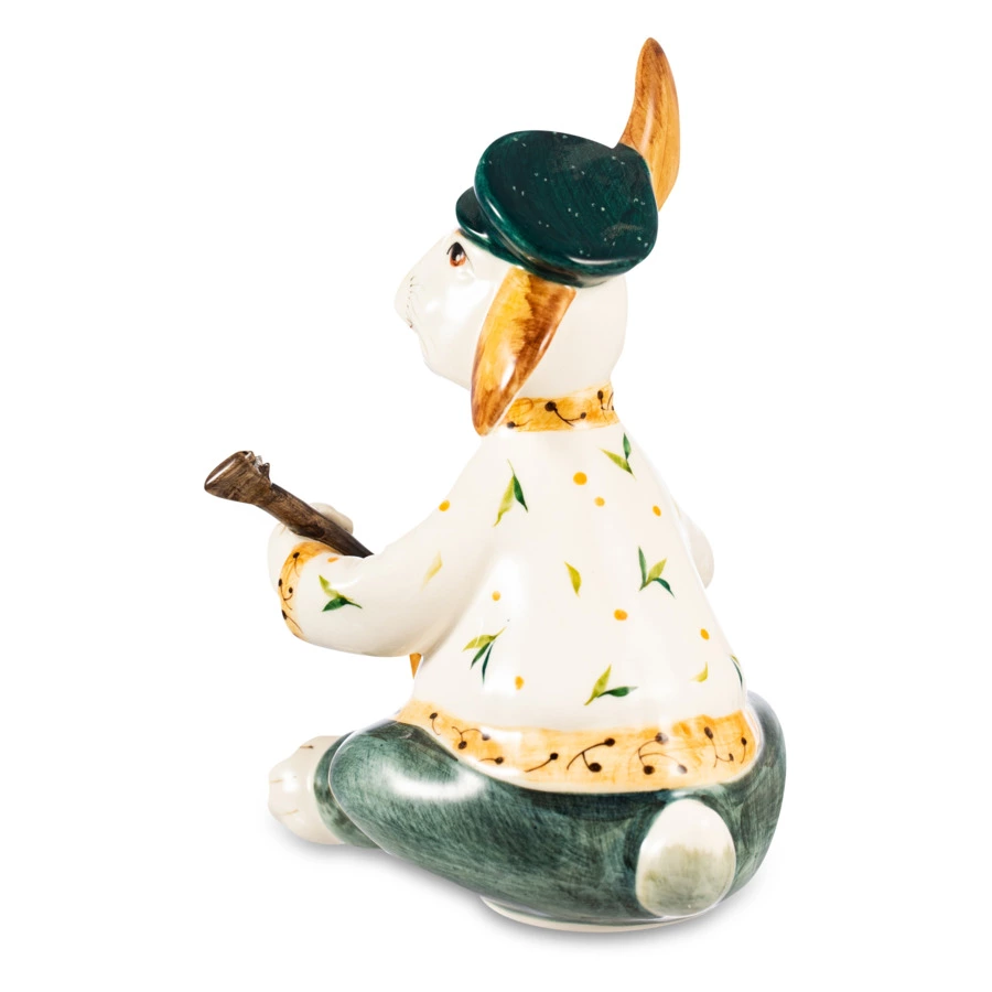 Скульптура Терра Керамос Заяц с балалайкой, подглазурная роспись, фарфор твердый, п/к