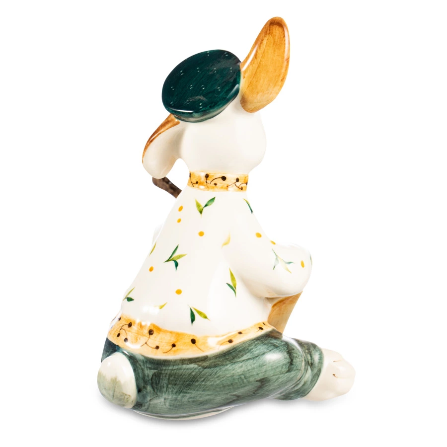 Скульптура Терра Керамос Заяц с балалайкой, подглазурная роспись, фарфор твердый, п/к