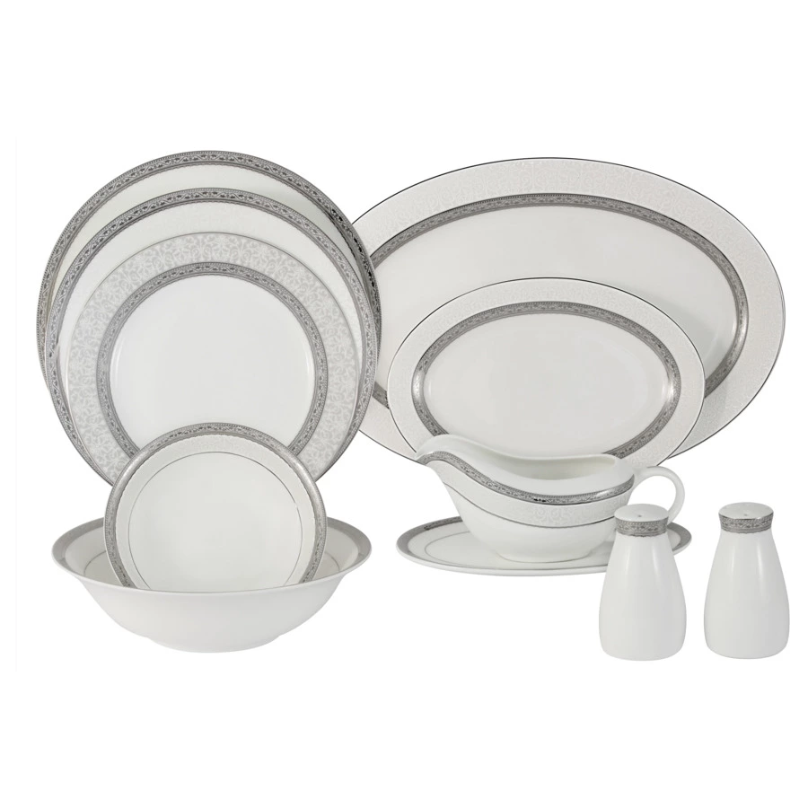 Сервиз столовый Anna Lafarg Emily Бостон на 12 персон 50 предметов, фарфор костяной