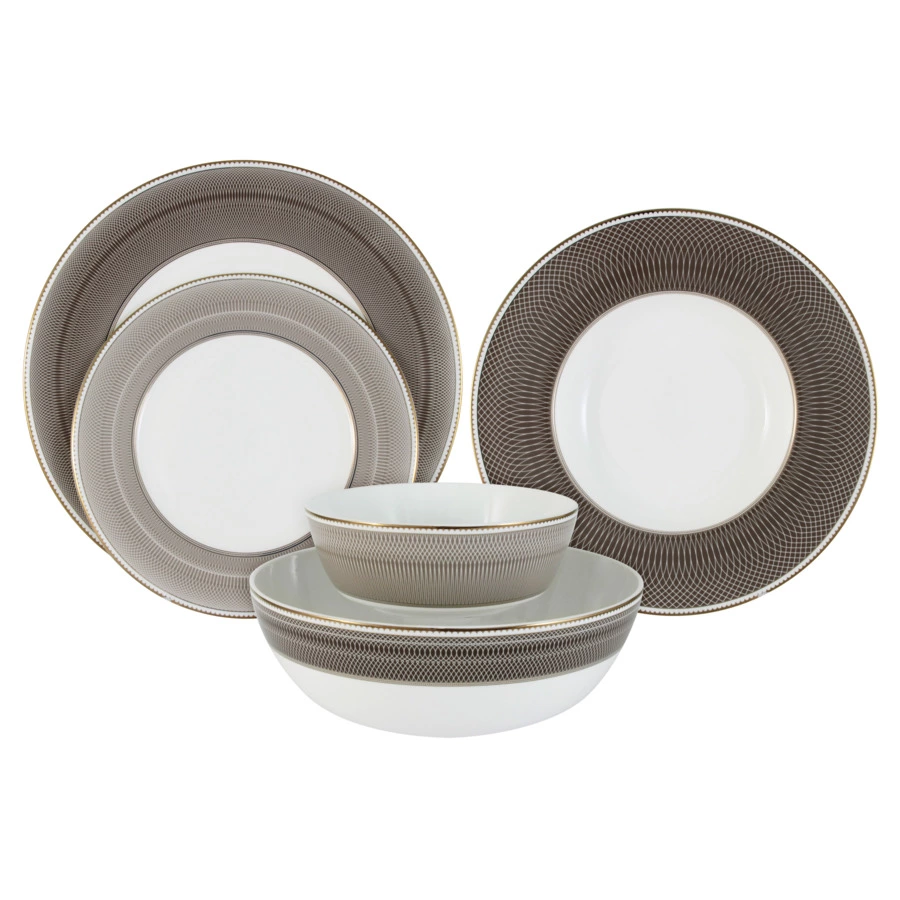 Сервиз столовый Naomi Мокко на 6 персон 21 предмет, фарфор костяной, п/к