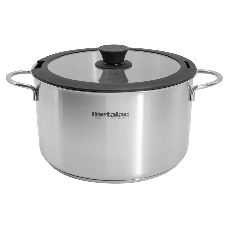 Кастрюля со стеклянной крышкой Metalac Реа 24 см, 6 л, Сталь нержавеющая