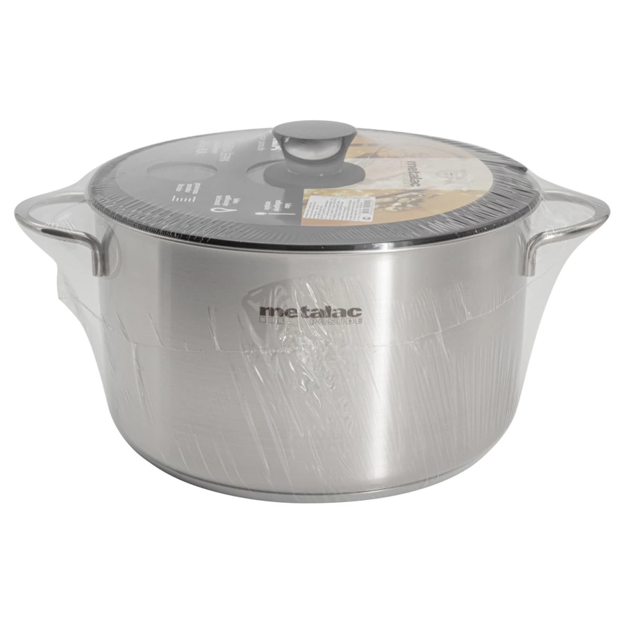 Кастрюля со стеклянной крышкой Metalac Реа 24 см, 6 л, Сталь нержавеющая
