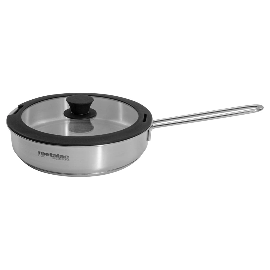 Сковорода со стеклянной крышкой Metalac Реа 24 см, 2,4 л, Сталь нержавеющая