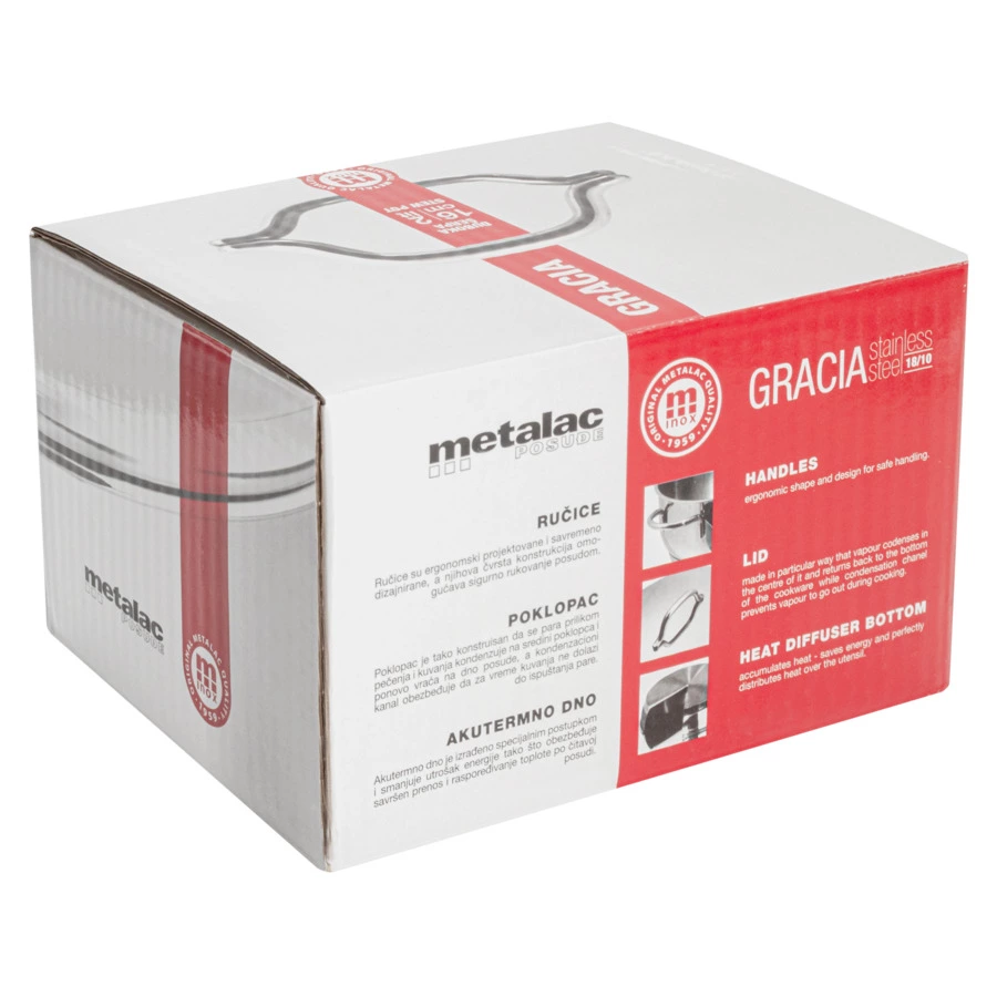Кастрюля с металической крышкой Metalac Грация 16 см, 2 л, Сталь нержавеющая, п/к