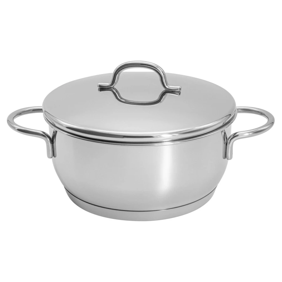 Кастрюля низкая с металической крышкой Metalac Грация 20 см, 2,7 л, Сталь нержавеющая, п/к