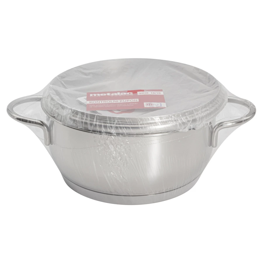 Кастрюля низкая с металической крышкой Metalac Грация 20 см, 2,7 л, Сталь нержавеющая, п/к