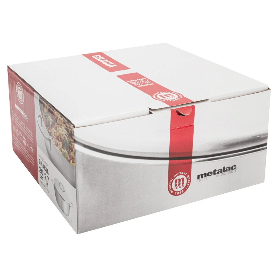 Кастрюля низкая с металической крышкой Metalac Грация 20 см, 2,7 л, Сталь нержавеющая, п/к