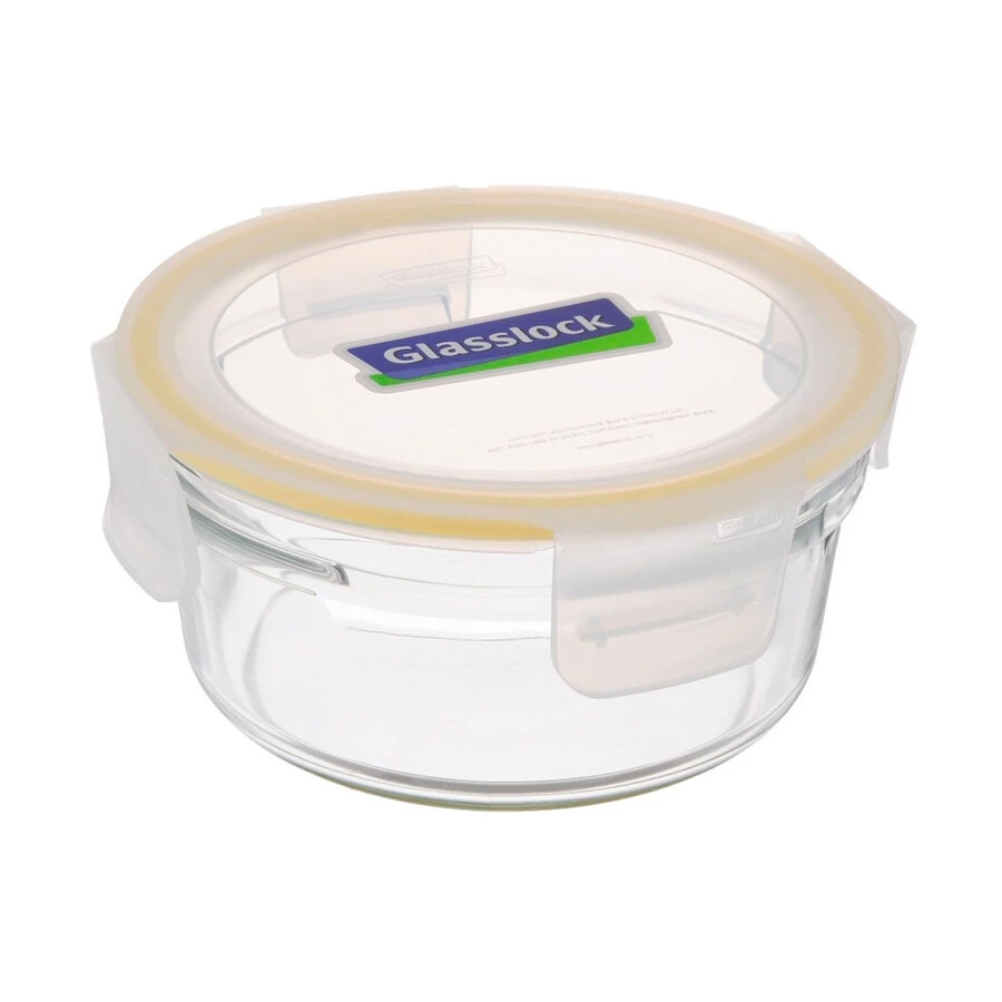 Контейнер круглый Glasslock 850 мл, желтый силикон, стекло