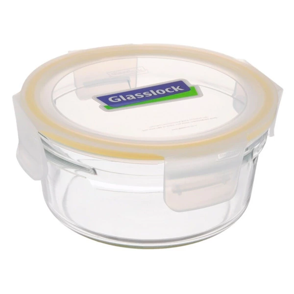 Контейнер круглый Glasslock 850 мл, желтый силикон, стекло