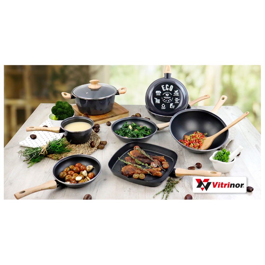 Кастрюля низкая с крышкой Vitrinor Eco Cooking 24 см, сталь нержавеющая 4,5 л