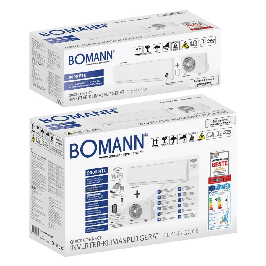 Сплит-система инверторного типа Bomann CL 6045 QC CB 9000 BTU/h WiFi
