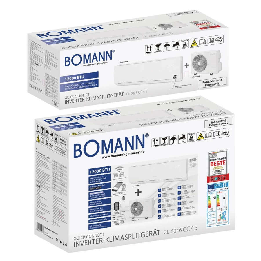 Сплит-система инверторного типа Bomann CL 6046 QC CB 12000 BTU/h WiFi