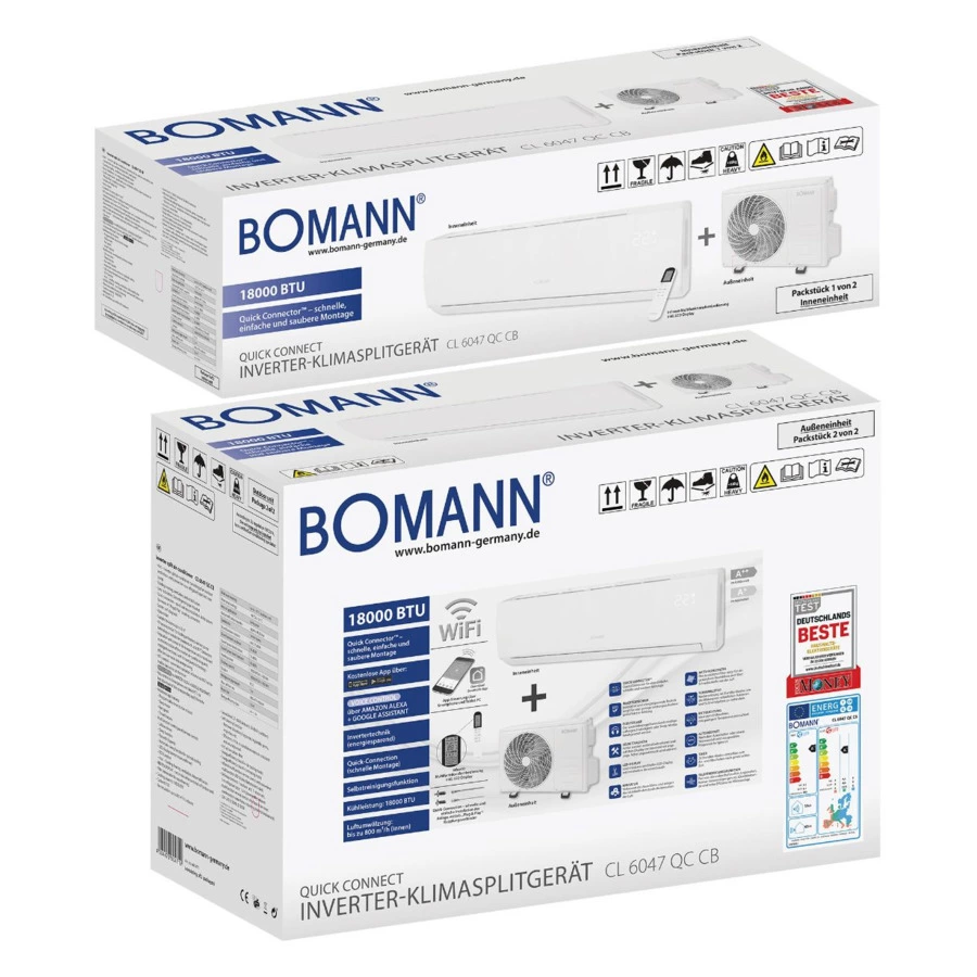 Сплит-система инверторного типа Bomann CL 6047 QC CB 18000 BTU/h WiFi