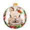 Украшение елочное шар Bartosh Кролик и пуасетия 10 см, стекло