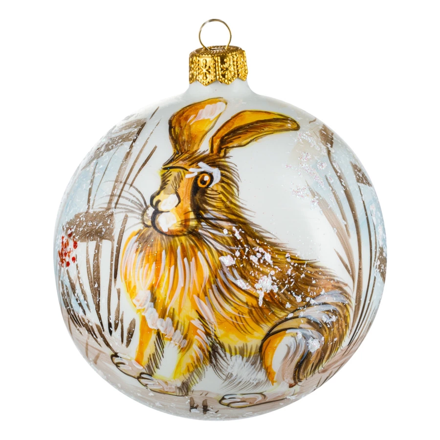 Украшение елочное шар Bartosh Кролик 10 см, стекло