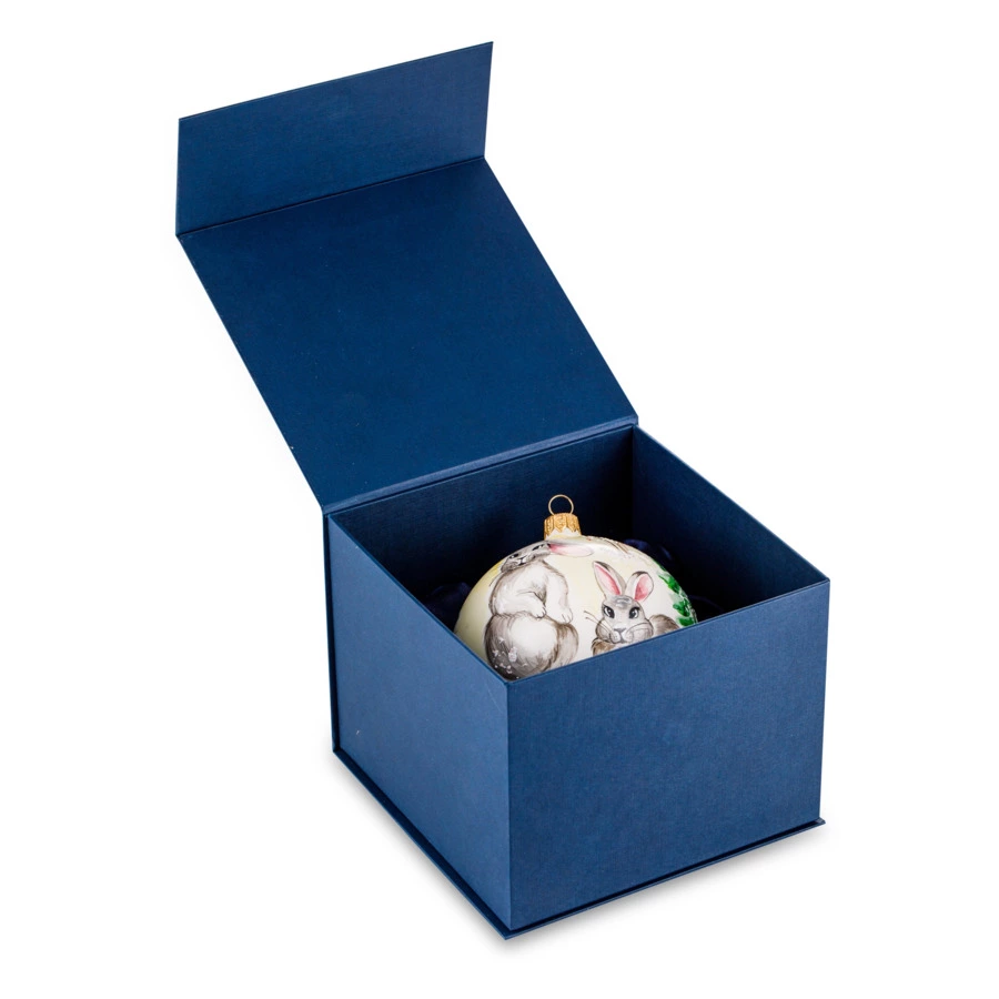 Украшение елочное шар Bartosh Зайцы в лесу 10 см, стекло, п/к