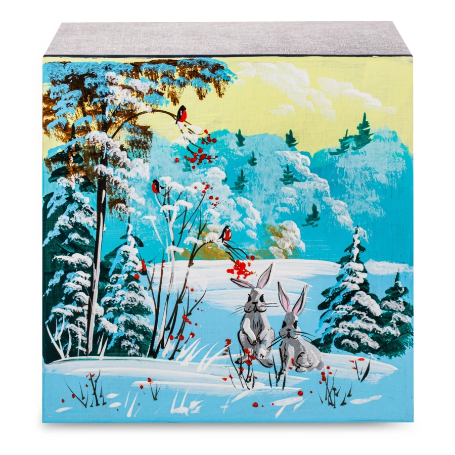 Украшение елочное шар Bartosh Зайцы в лесу 10 см, стекло, п/к