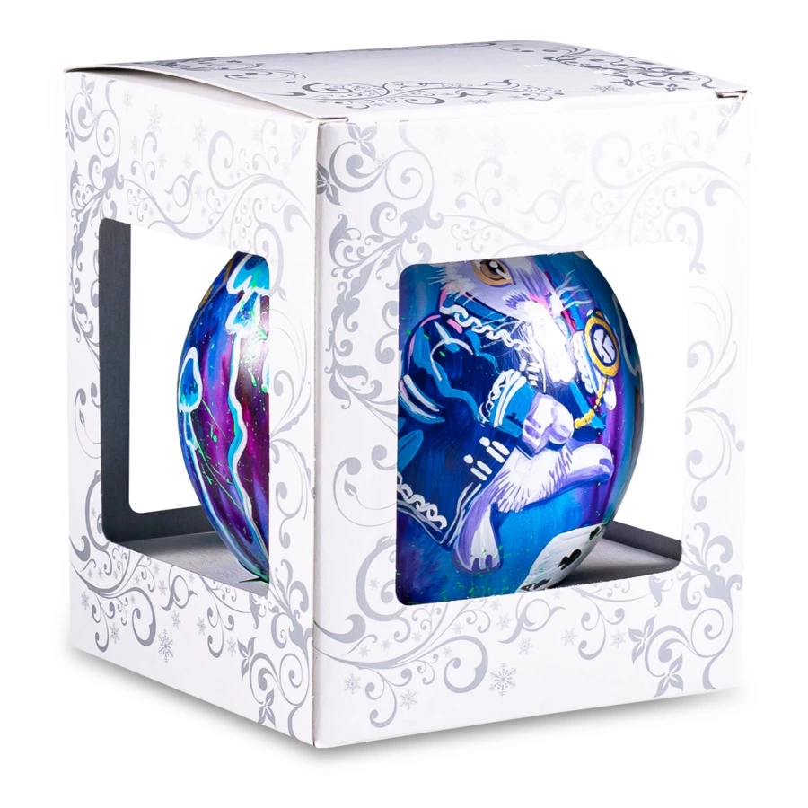 Украшение елочное шар Bartosh Кролик Алиса 10 см, стекло