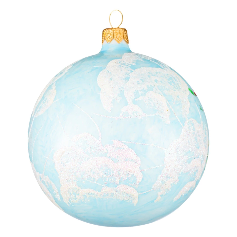 Украшение елочное шар Bartosh Кот в шапке 10 см, стекло