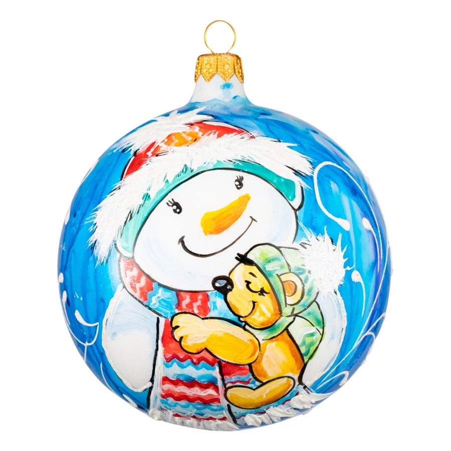 Набор елочных шаров Bartosh Снеговики 10 см, 2 шт, стекло, п/к