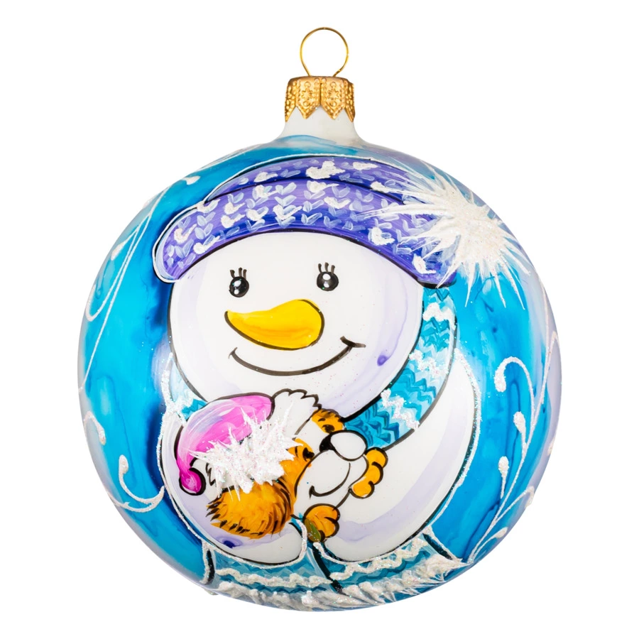 Набор елочных шаров Bartosh Снеговики 10 см, 2 шт, стекло, п/к