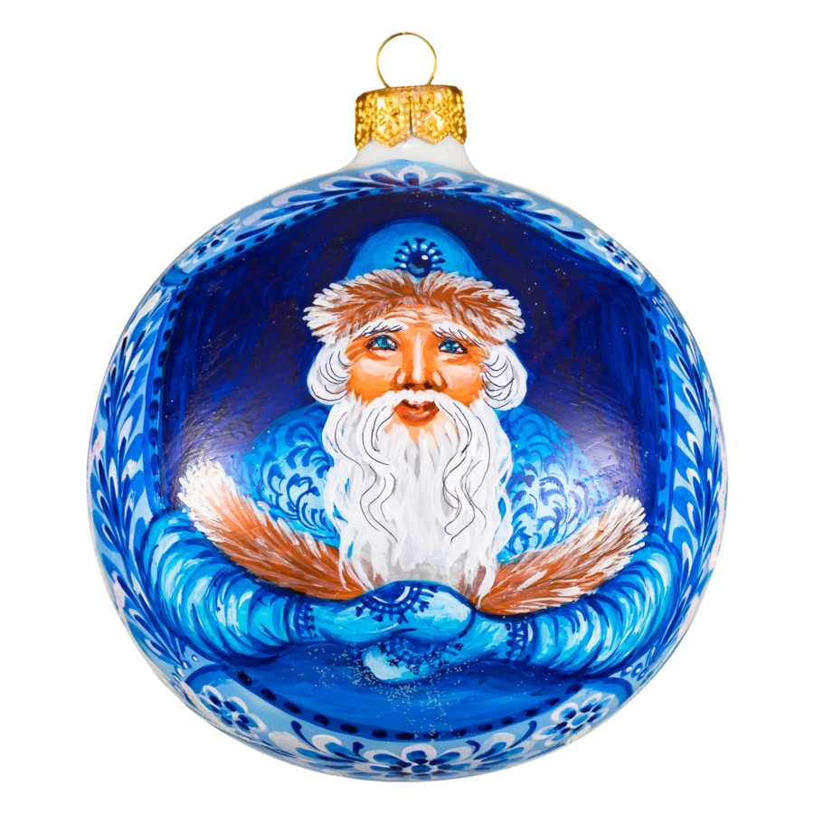Украшение елочное шар Bartosh Дед Мороз 10 см, стекло, п/к