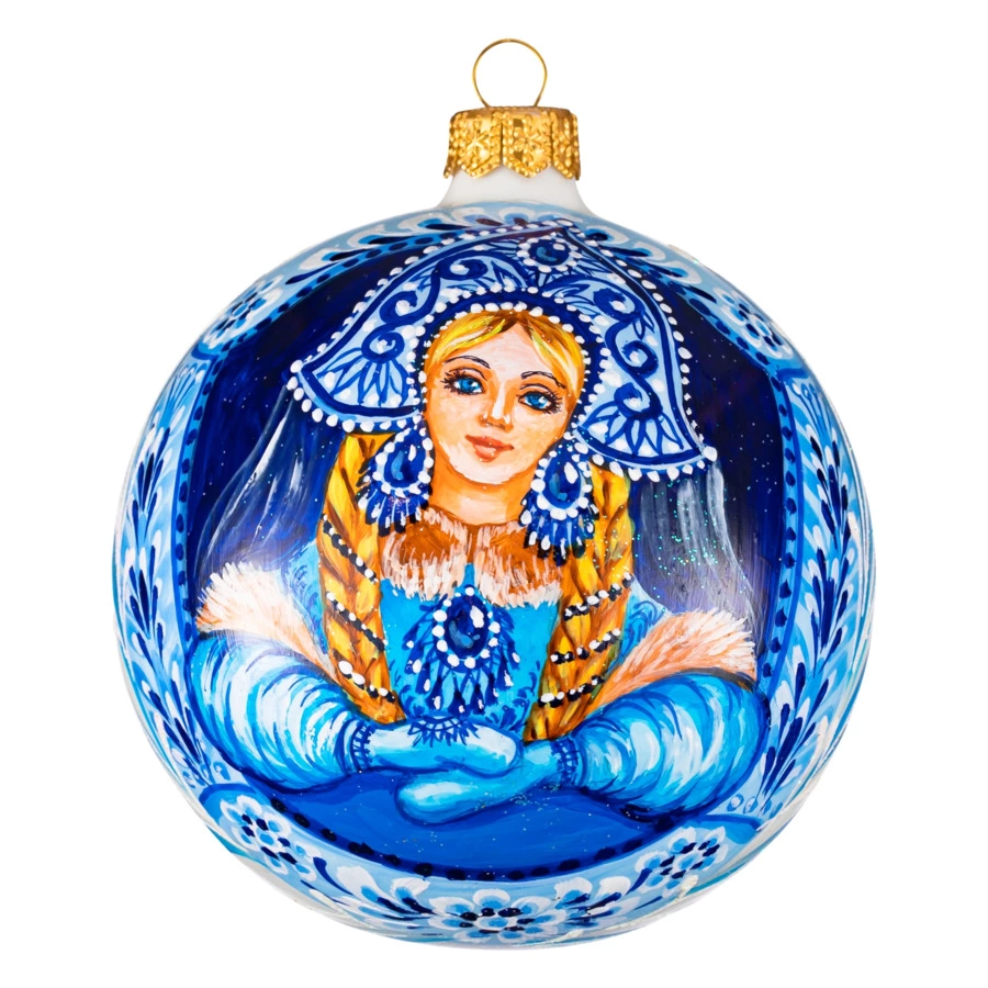 Украшение елочное шар Bartosh Снегурочка 10 см, стекло, п/к