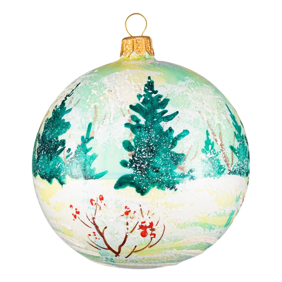 Украшение елочное шар Bartosh Сова в лесу 10 см, стекло