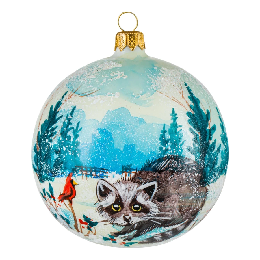 Украшение елочное шар Bartosh Енот 10 см, стекло