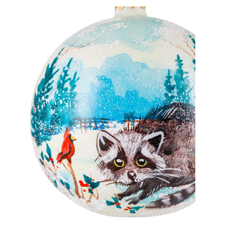 Украшение елочное шар Bartosh Енот 10 см, стекло