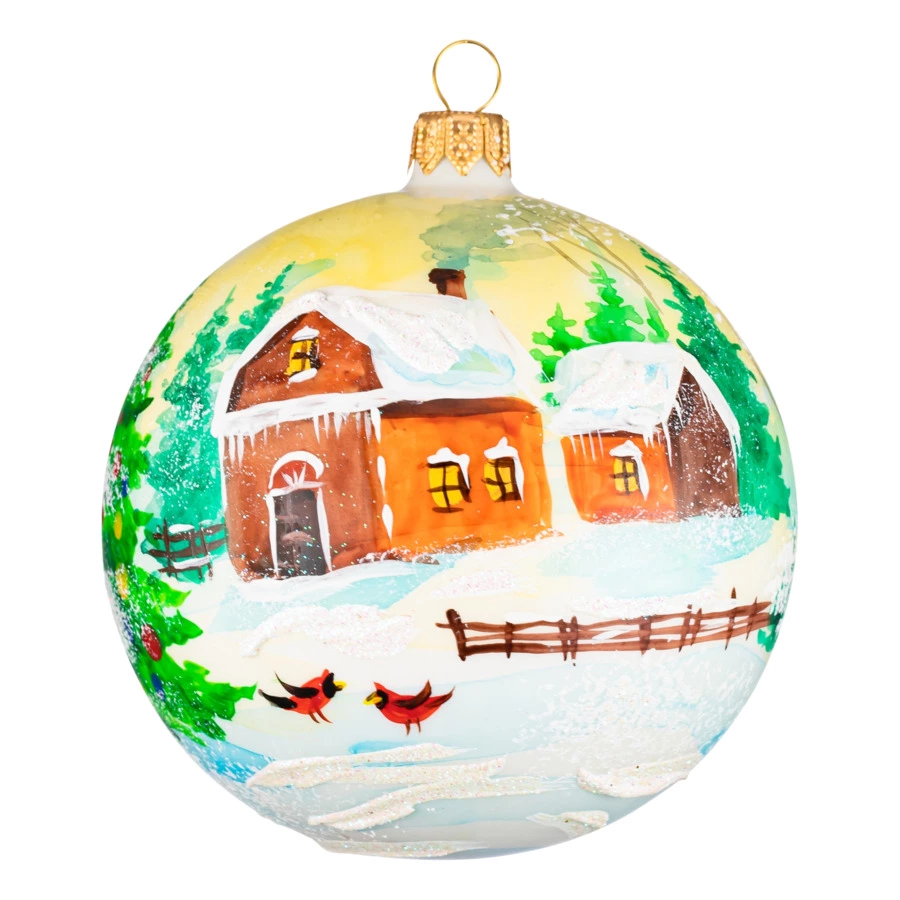 Украшение елочное шар Bartosh Дом в лесу 10 см, стекло