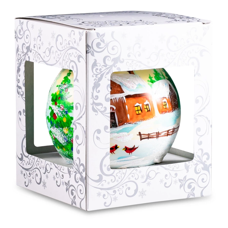 Украшение елочное шар Bartosh Дом в лесу 10 см, стекло