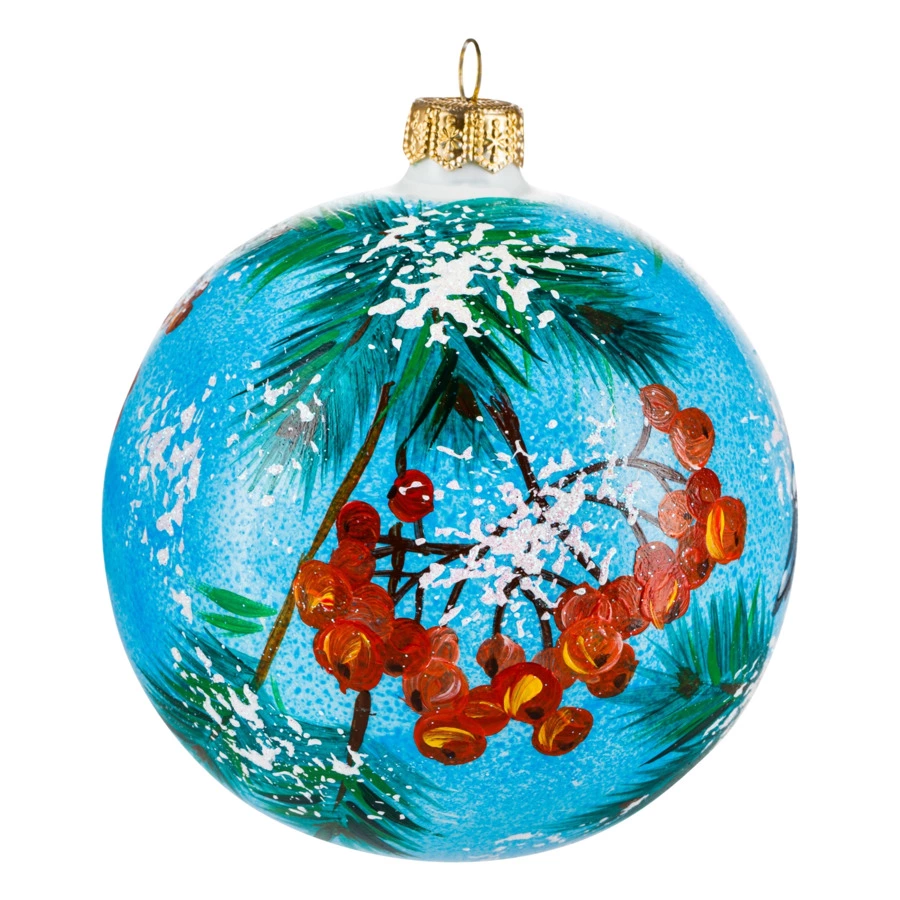 Украшение елочное шар Bartosh Снегирь 10 см, стекло