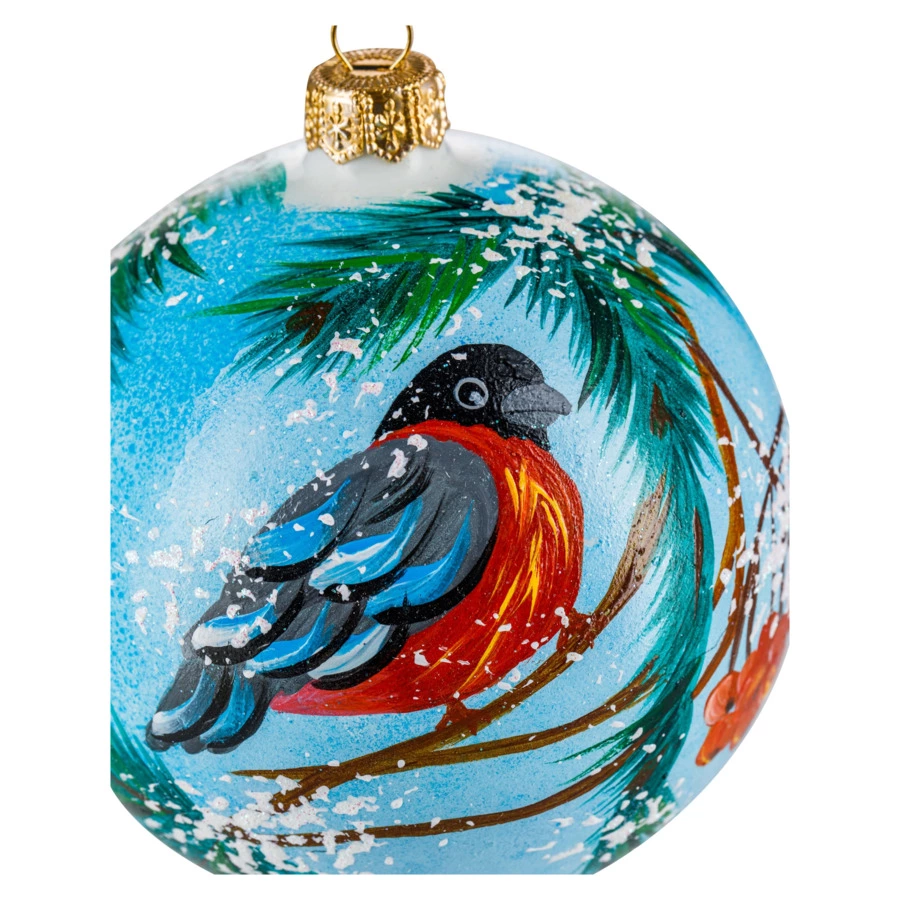 Украшение елочное шар Bartosh Снегирь 10 см, стекло