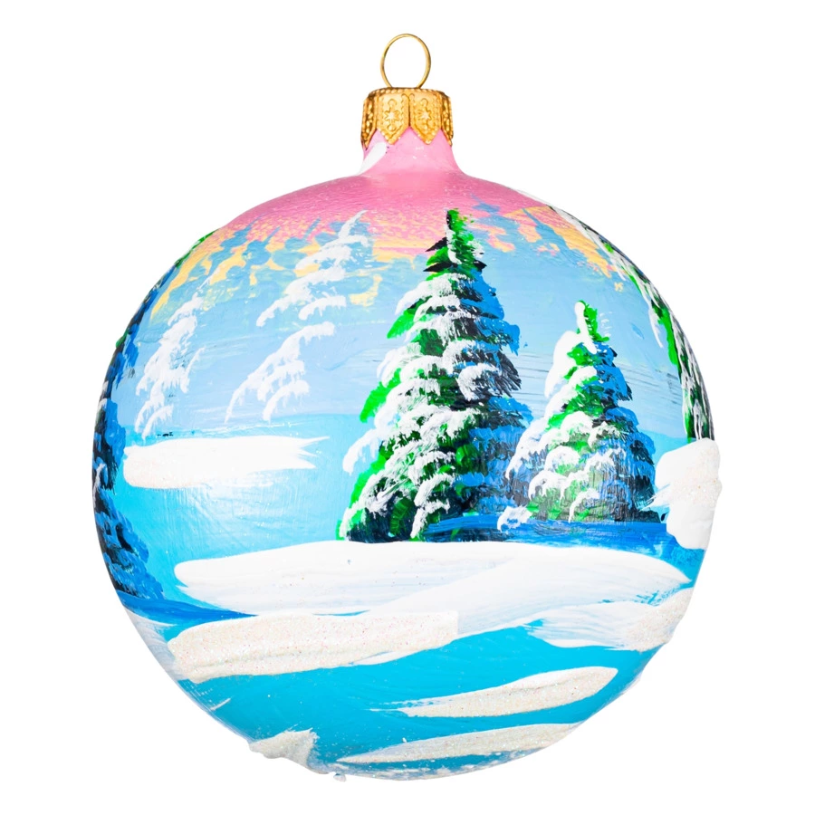 Украшение елочное шар Bartosh Синицы у дома 10 см, стекло