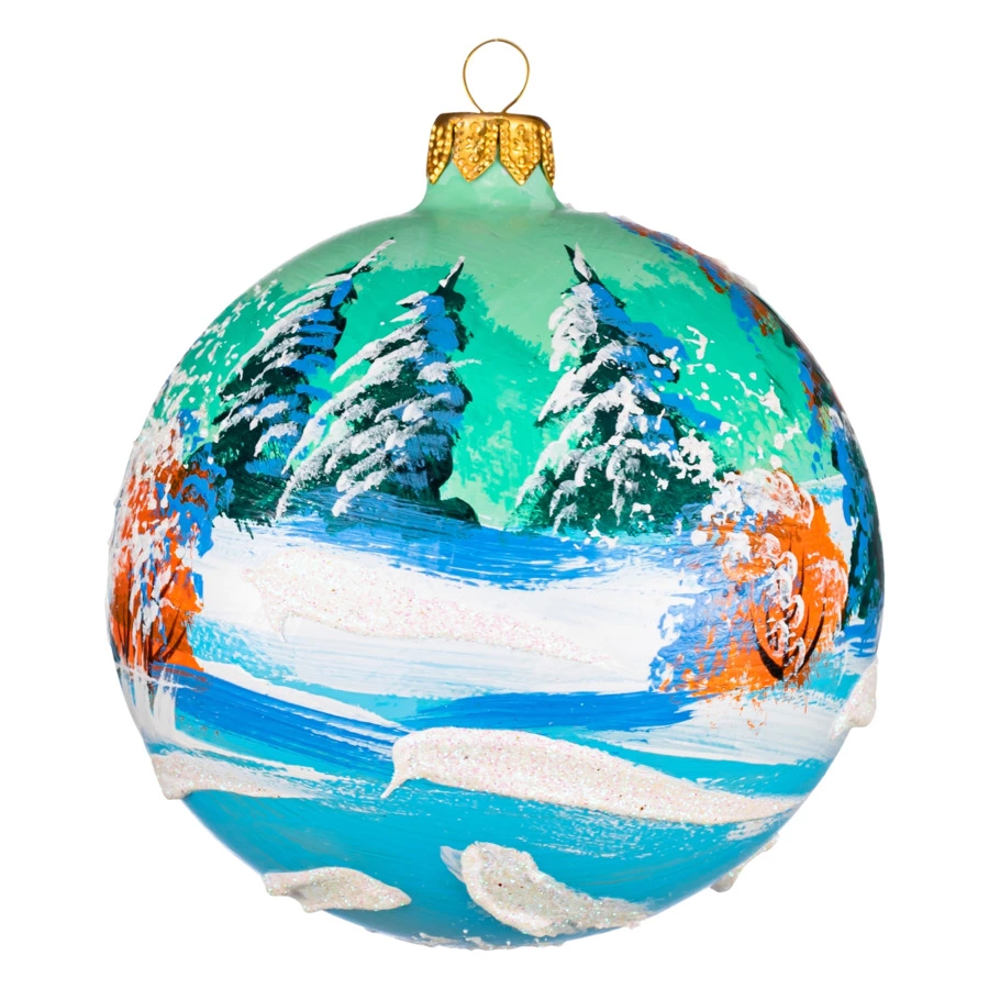 Украшение елочное шар Bartosh Дом в лесу 10 см, стекло, п/к