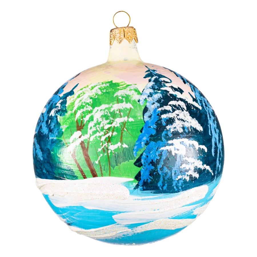 Игрушка елочная шар Bartosh Дома ждут 10 см, стекло, п/к
