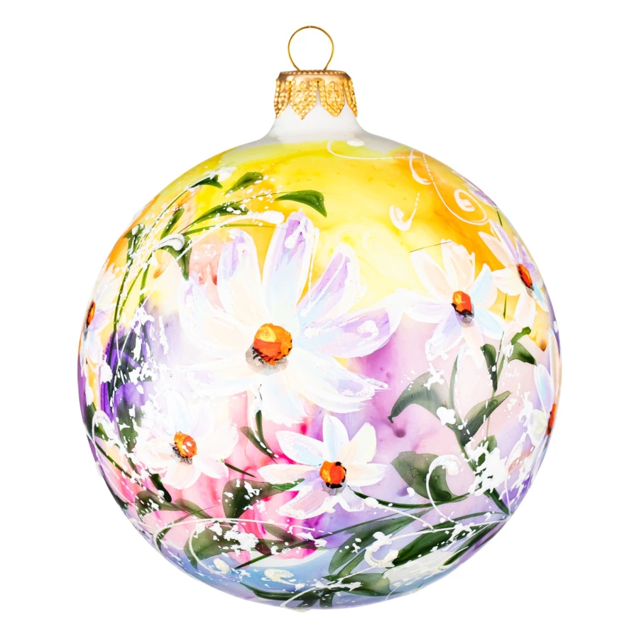 Украшение елочное шар Bartosh Ромашки 10 см, стекло