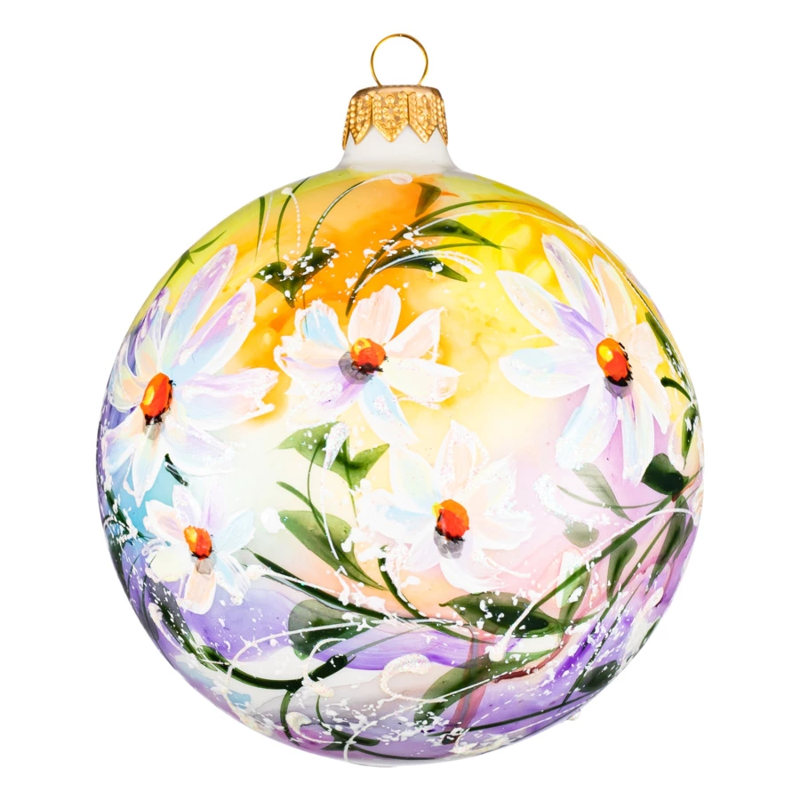 Украшение елочное шар Bartosh Ромашки 10 см, стекло
