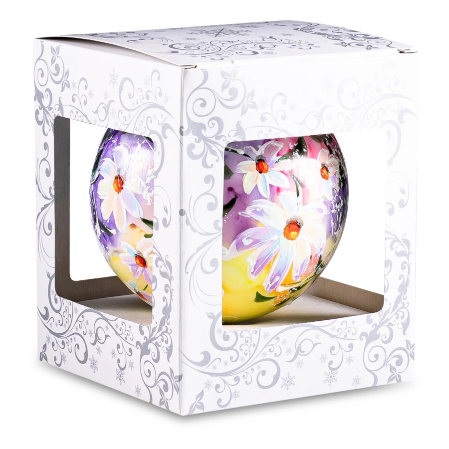 Украшение елочное шар Bartosh Ромашки 10 см, стекло