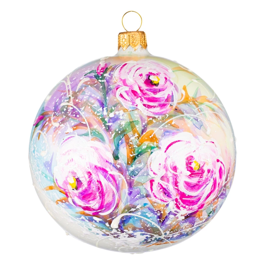 Украшение елочное шар Bartosh Цветы-Ностальгия 10 см, стекло